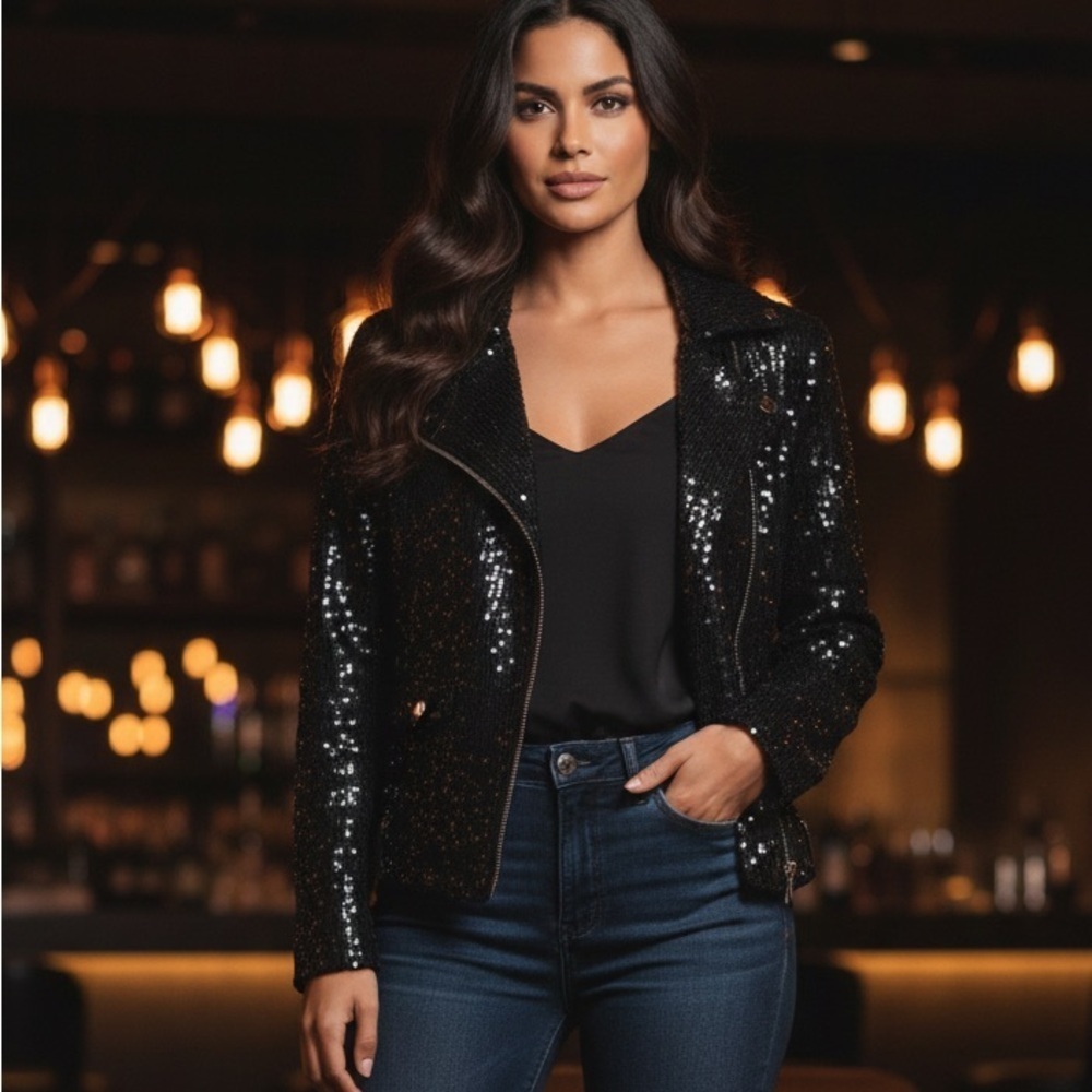 Iro sequins Biker Jacket Size: XS